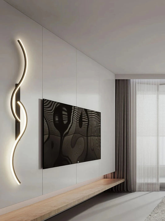Decorstly Modern Curve LED Wall Sconce | Minimalist Night Light for Bedroom Bedside Living Room