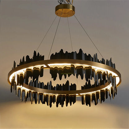 Gold Black Circular Led Chandelier