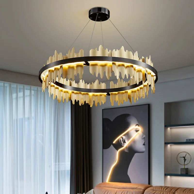 Gold Black Circular Led Chandelier