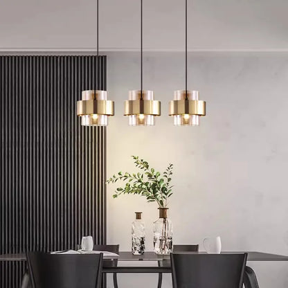 Gold Glass Stone Pendant Light