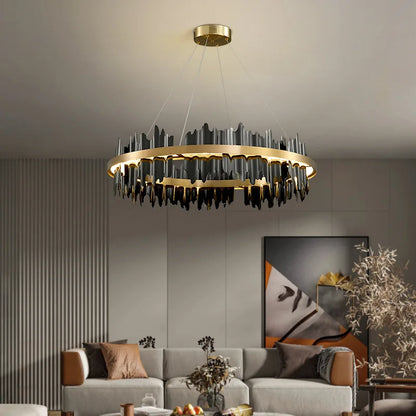 Gold Black Circular Led Chandelier