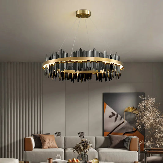 Gold Black Circular Led Chandelier