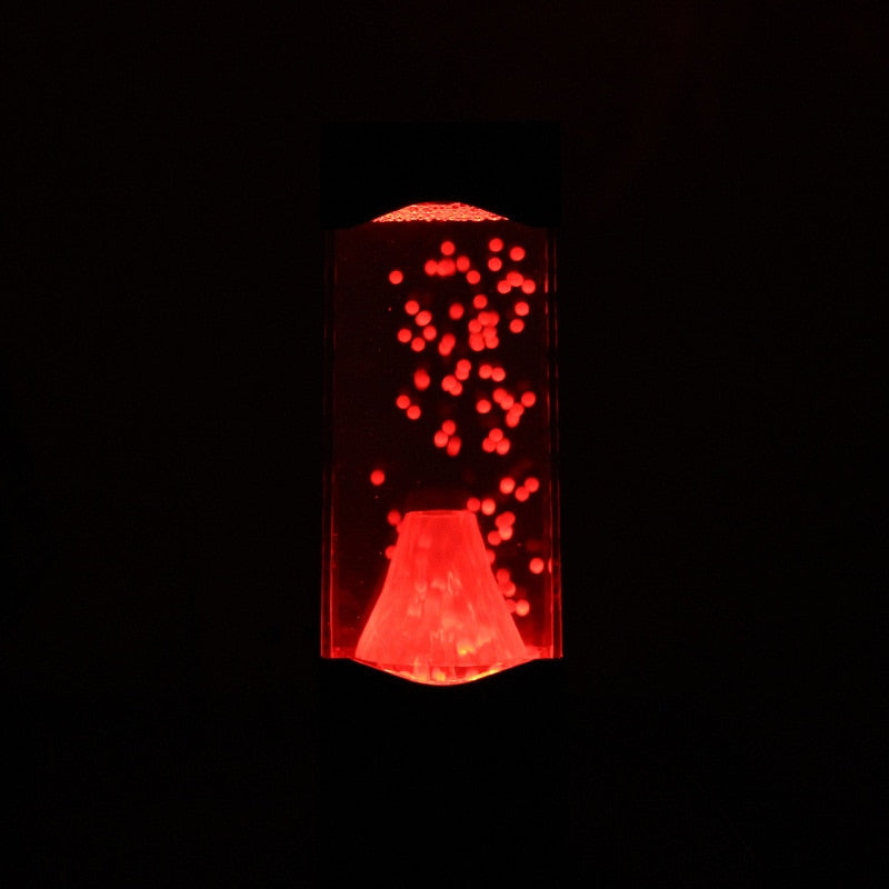 red volcano table lamp