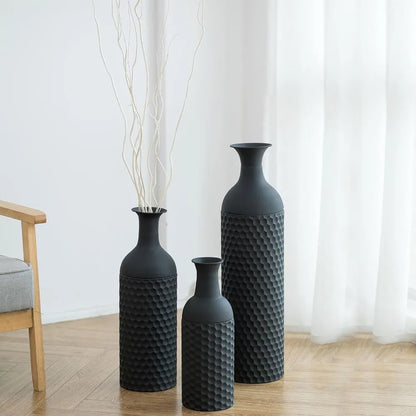 Honeycomb Texture Black Vases