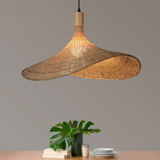 Bamboo Straw Hat Pendant Light