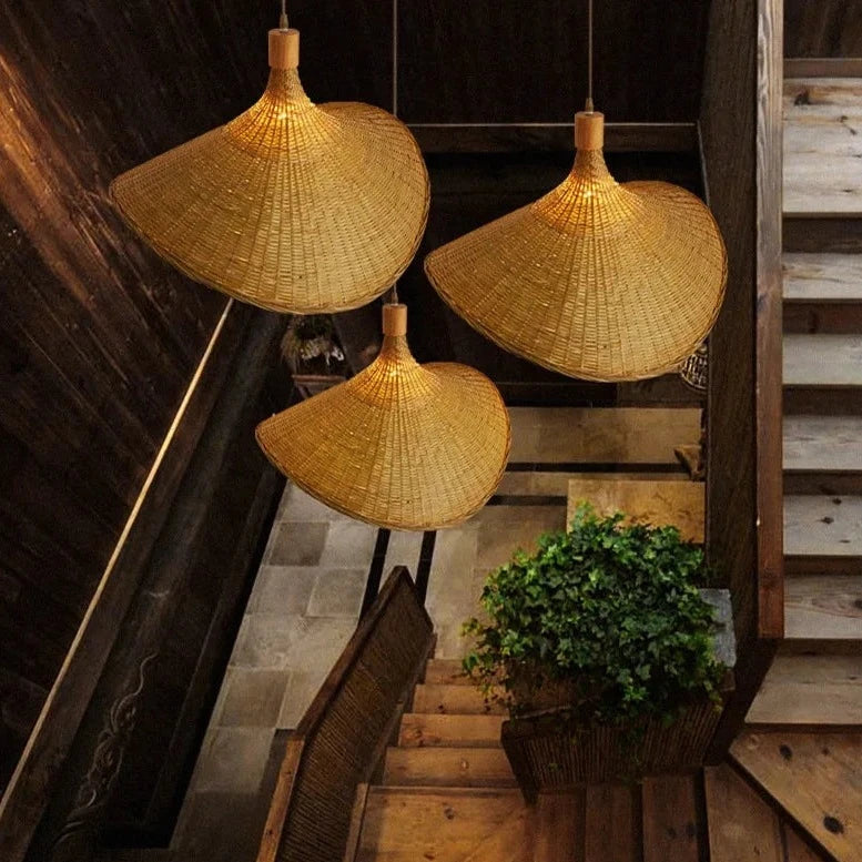 Bamboo Straw Hat Pendant Light