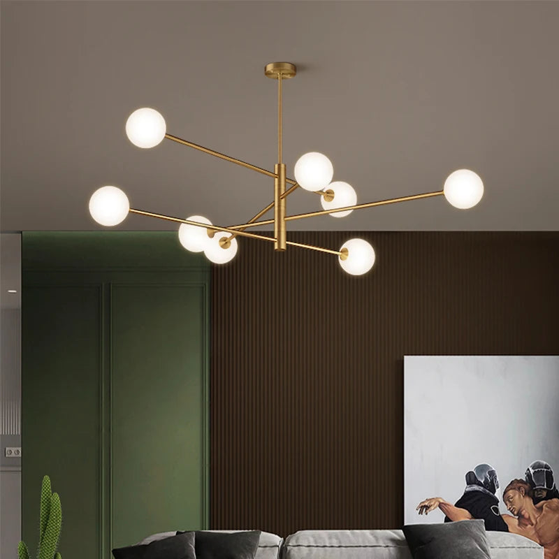 Modern Glass Brass Chandelier