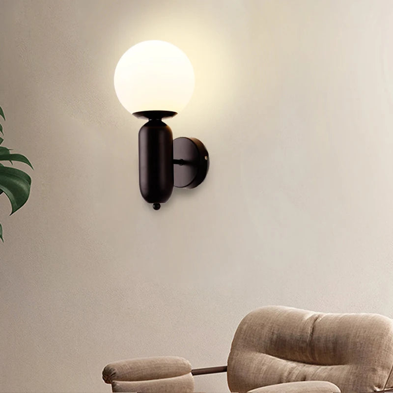 Frosted Glass Globe Wall Sconce