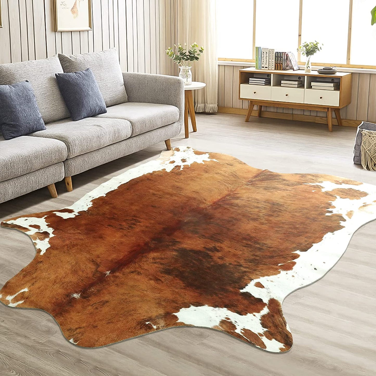 White Black Cowhide Area Rug