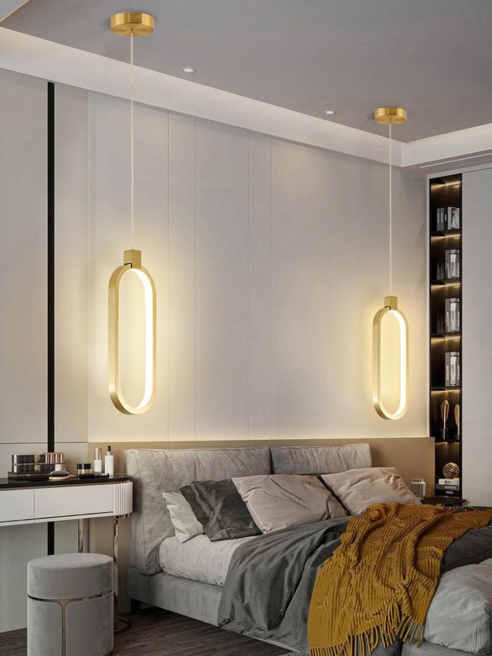 An elegant Luminance LED Pendant Light illuminating a stylish room decor.