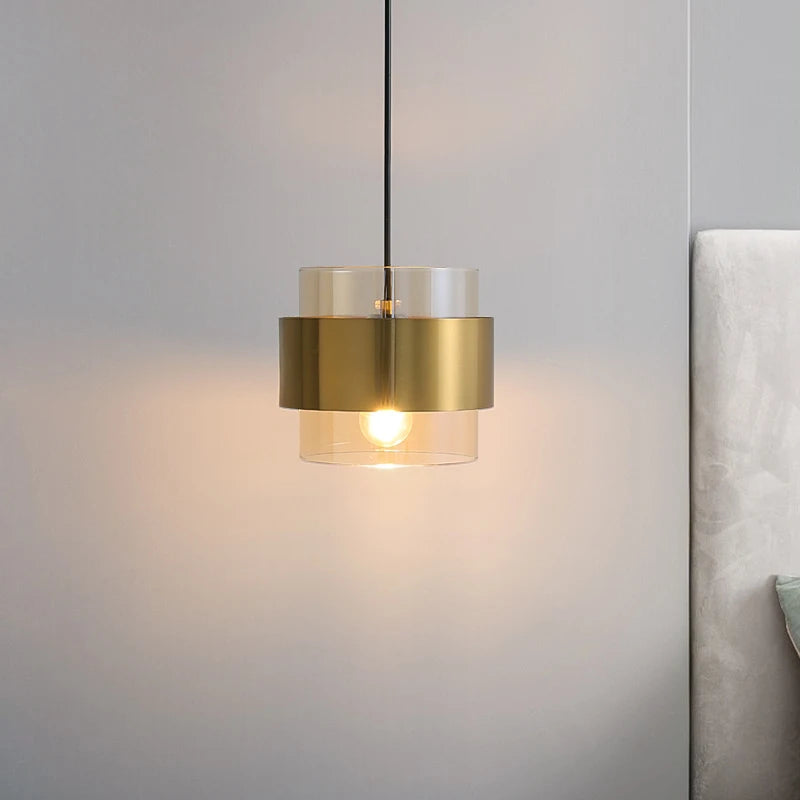 Gold Glass Stone Pendant Light