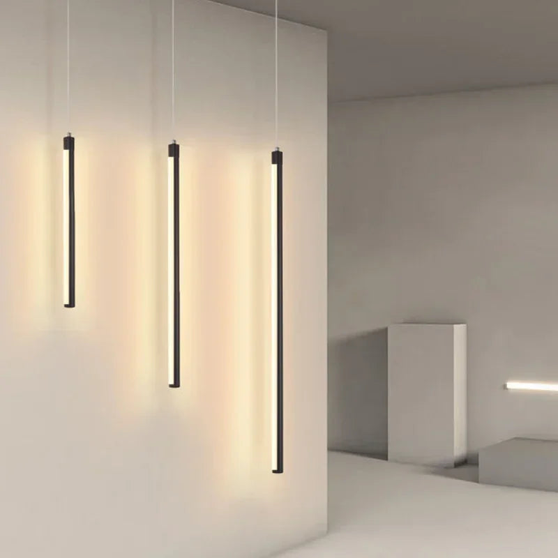 Elegant GlowTech LED Pendant Lights in black and white color scheme.