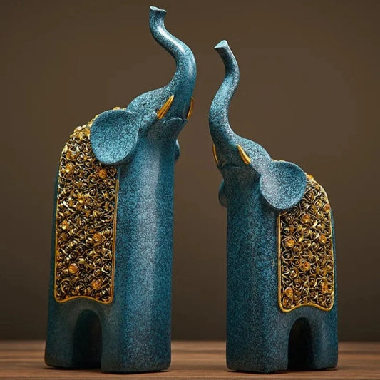 2Pcs Retro Blue Elephant Ornament