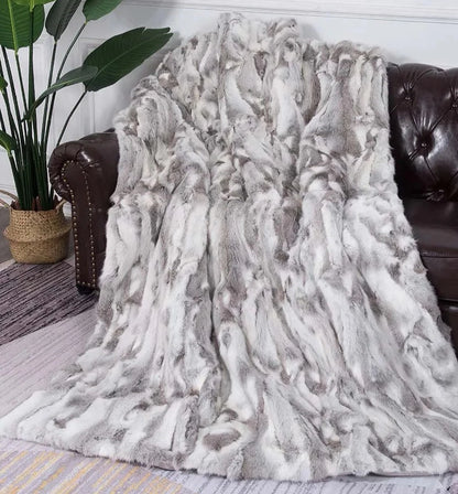 Natural Fur Patchwork Blanket