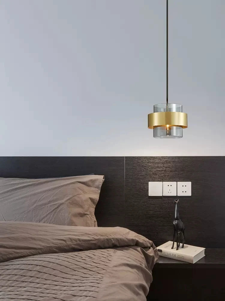 Gold Glass Stone Pendant Light