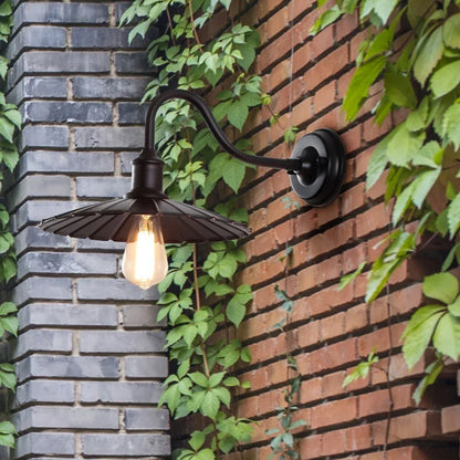 Elegant outdoor wall light: Black Americana Loft Wall Lantern with vintage bulb.