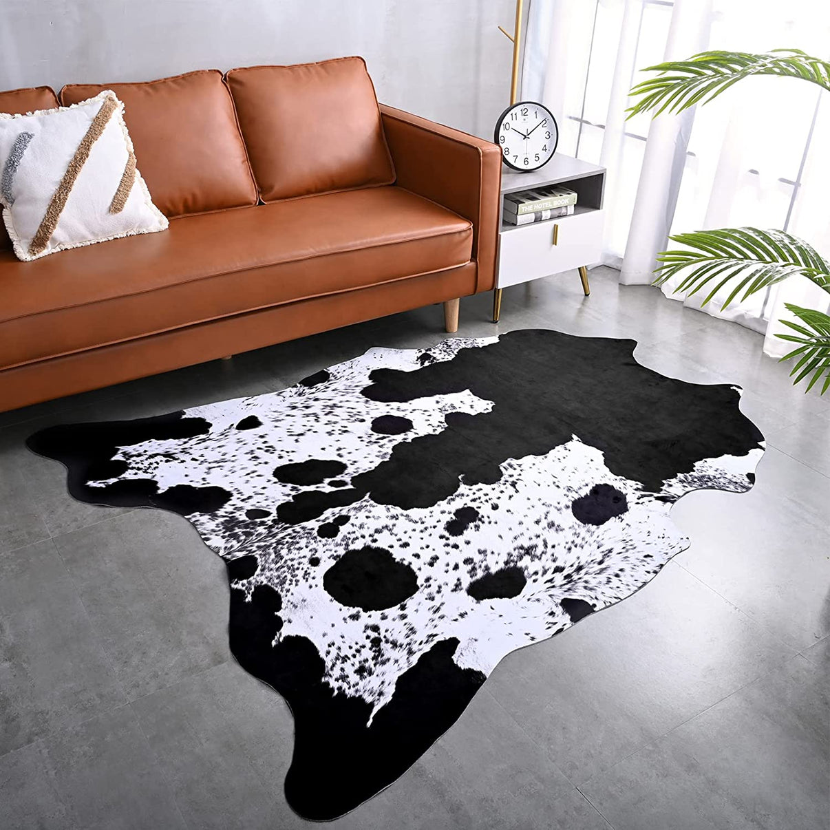 White Black Cowhide Area Rug Decorstly