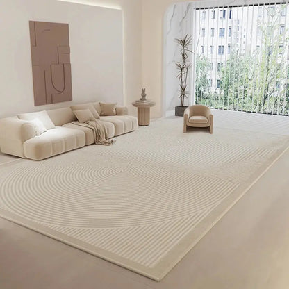 Transform your living room into a cozy haven with a spacious rug and a stylish couch, complemented by the Cozy Stripe Living Room Carpet.