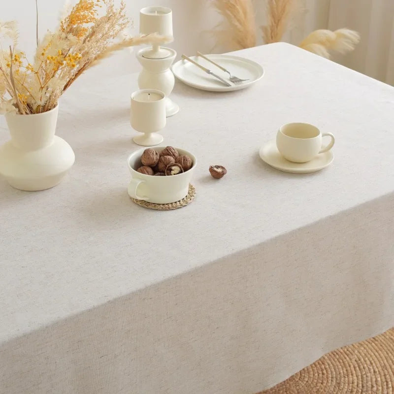 Plain Ruffled Tassels Tablecloth