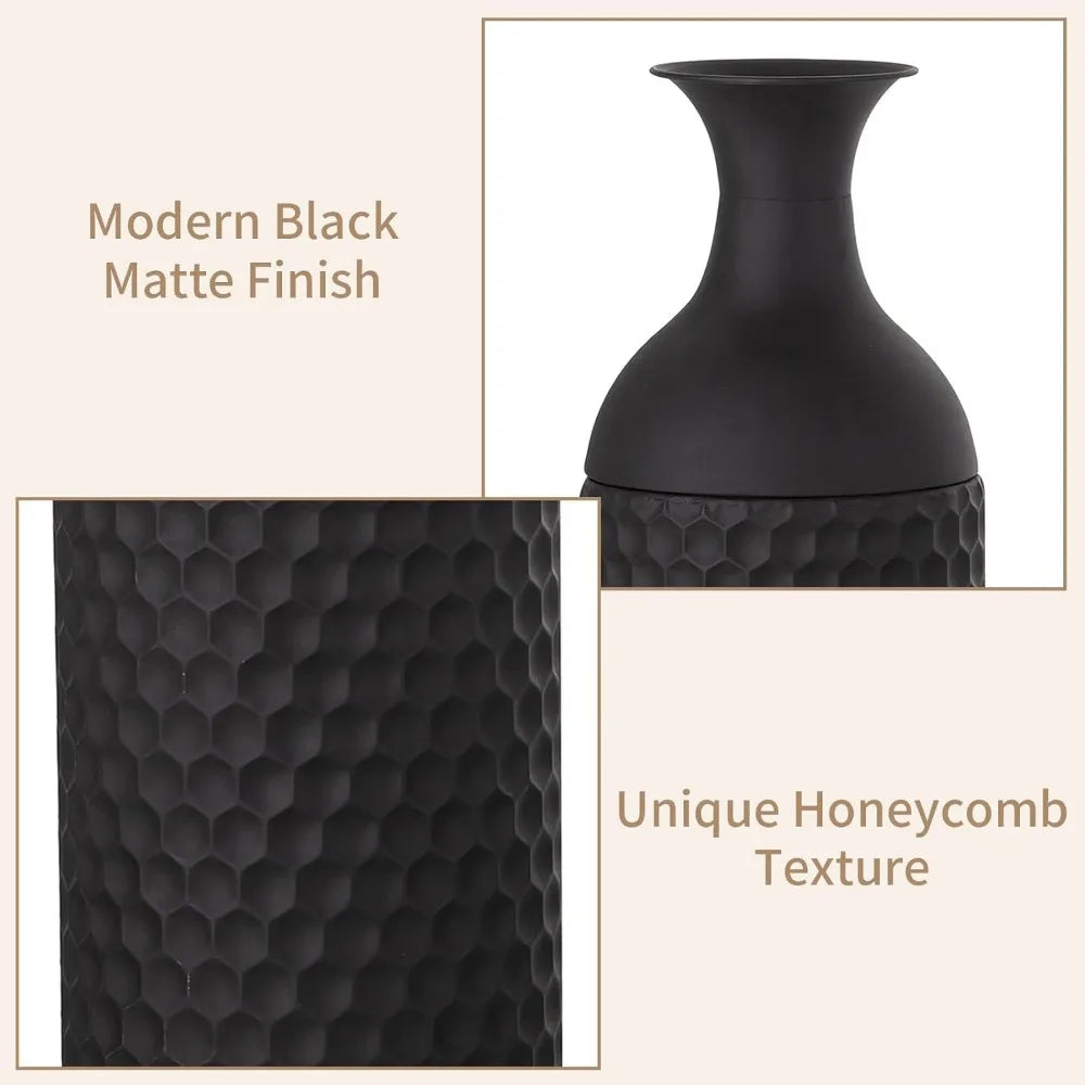 Honeycomb Texture Black Vases