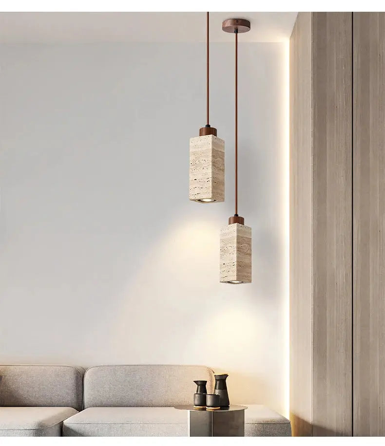 Marble Wabi-Sabi Travertine Pendant Light - Decorstly