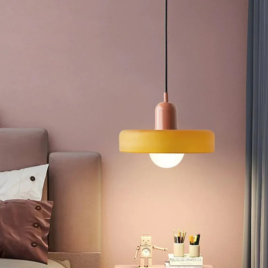 Nordic Macaron Pendant Light, modern pendant lights for living room and dining room in a stylish home decor setting.