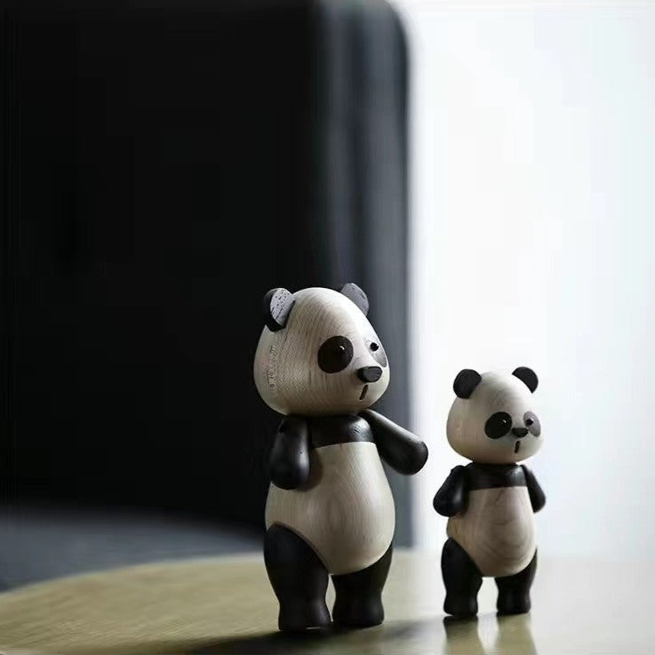 Wooden Tabletop Panda Figurine