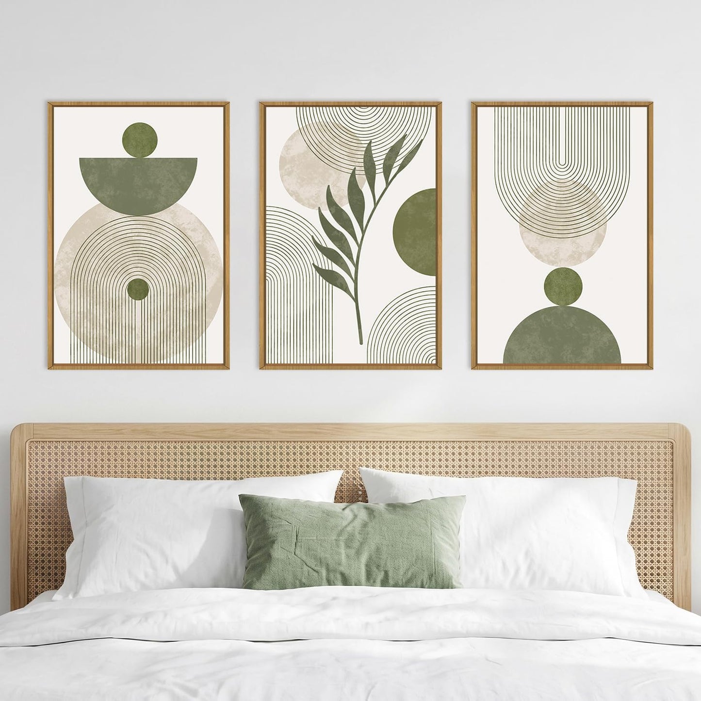 Sage Green Leaves Canvas Art
