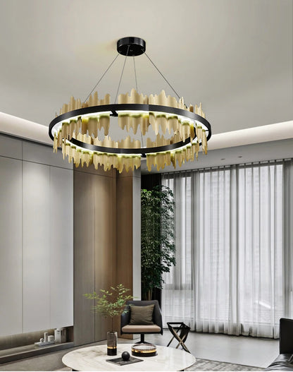 Gold Black Circular Led Chandelier