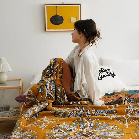 Boho Ethnic Cotton Gauze Blanket - Decorstly