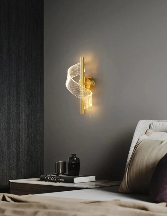 Acrylic Spiral Gold LED Wall Sconce