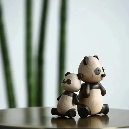 Wooden Tabletop Panda Figurine