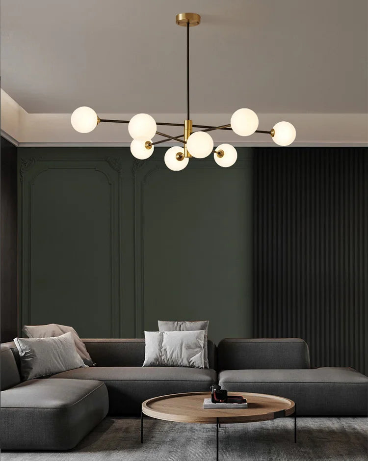 Modern Glass Brass Chandelier