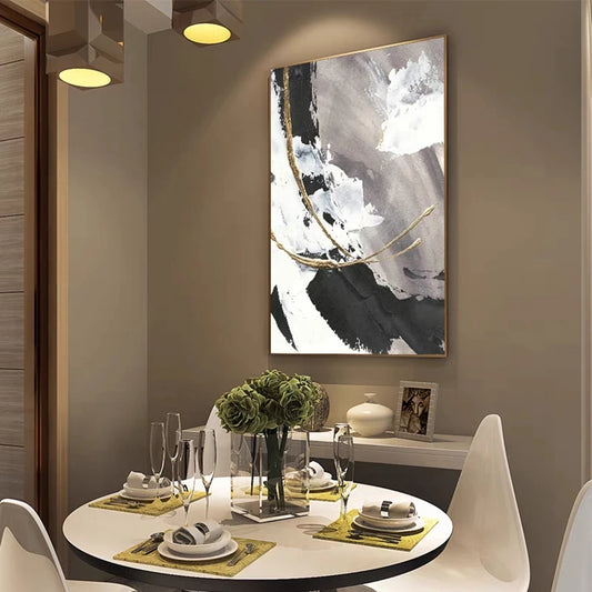 Golden Foil Abstract Canvas Art