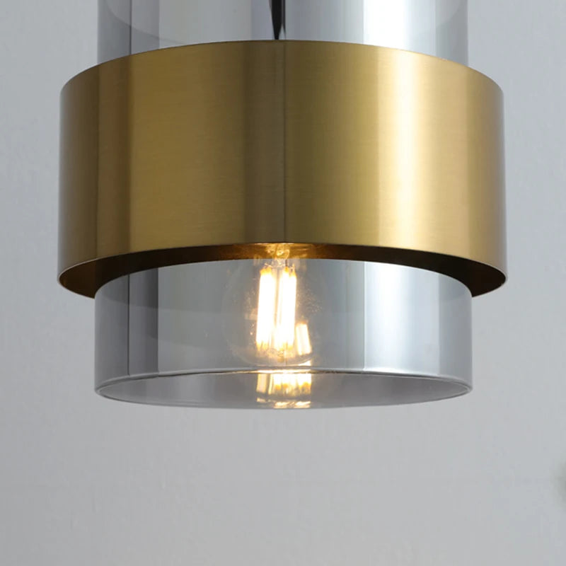 Gold Glass Stone Pendant Light