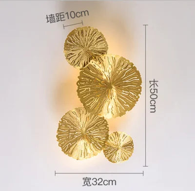 Gold LED Lotus Leaf Wall Light