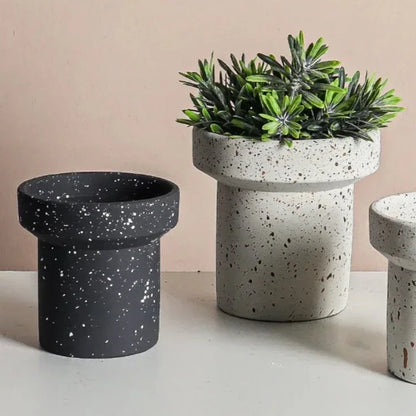 Stylish Speckled Cement Flower Pot
