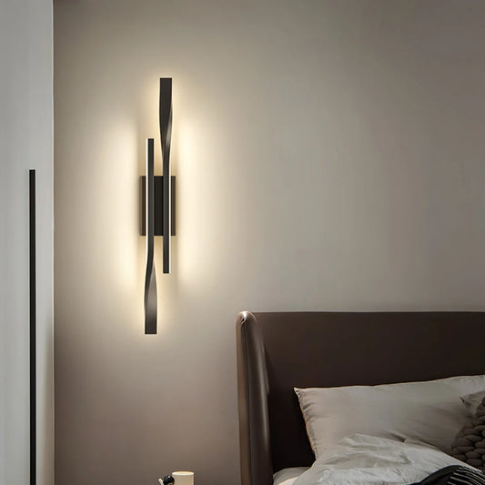 Decorstly Black Long Double Strips Wall Sconce | Luxury LED Light Fixture for Bedroom Bedside Living Room