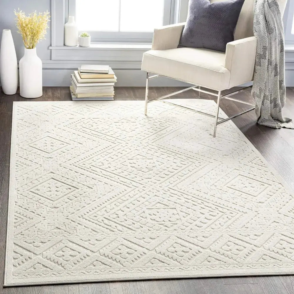 Ivory Textured Area Rug - Decorstly