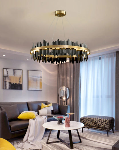 Gold Black Circular Led Chandelier