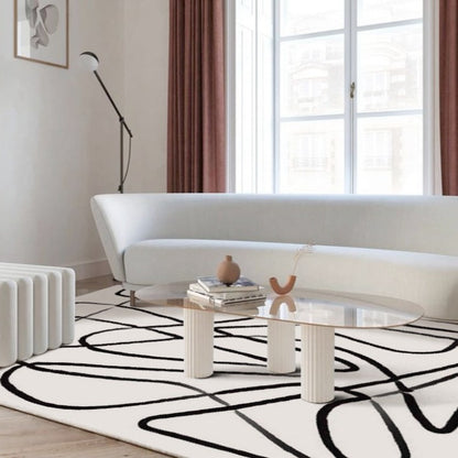 Simple Line Art Design Bedroom Rug