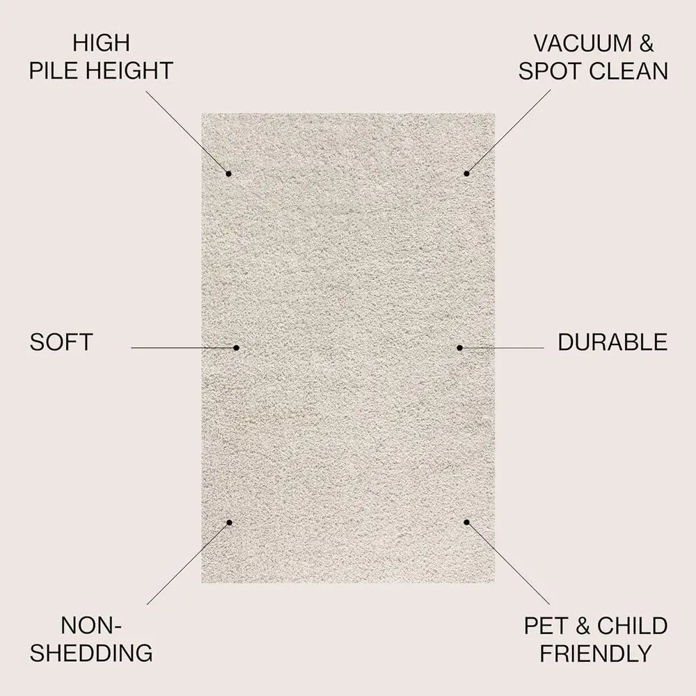 Shag Plush Cream Rug - Decorstly