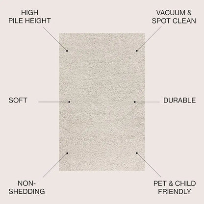 Shag Plush Cream Rug - Decorstly