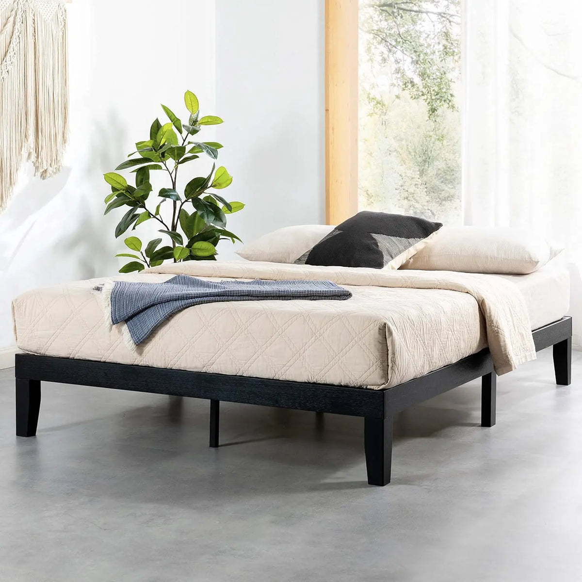 Simple Solid Wood Platform Bed Frame - Decorstly