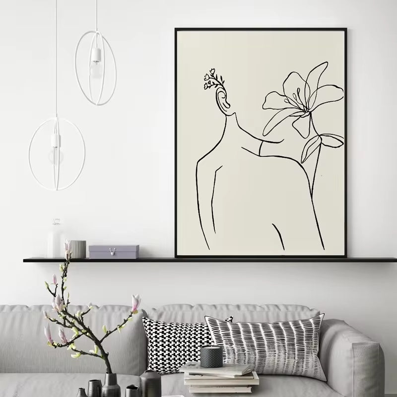 Simplistic Women Line Art Canvas Print