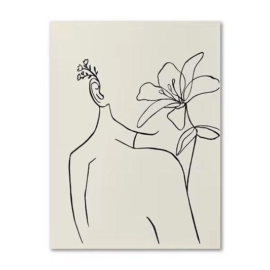 Simplistic Women Line Art Canvas Print