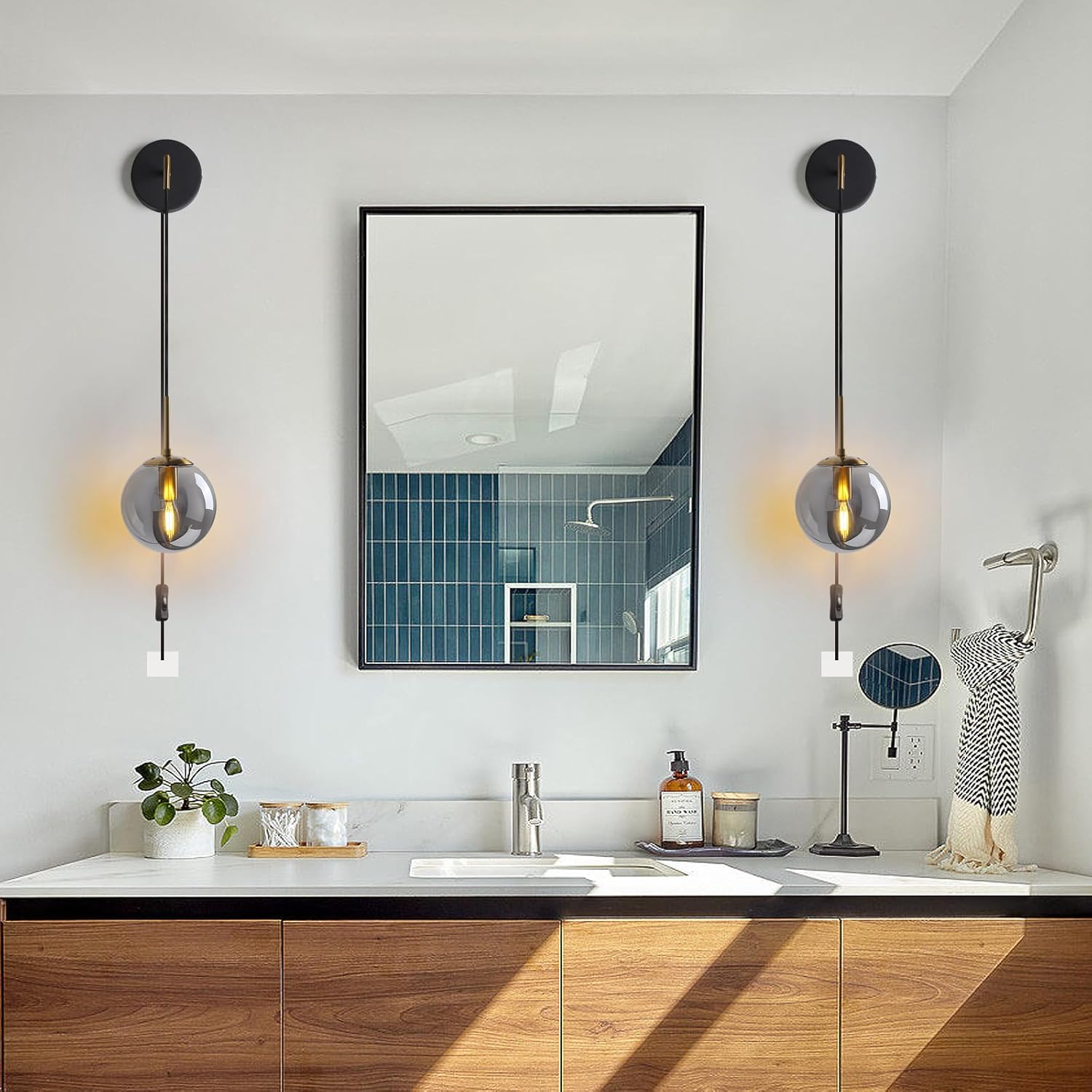 Smoke Grey Glass Wall Sconce 3