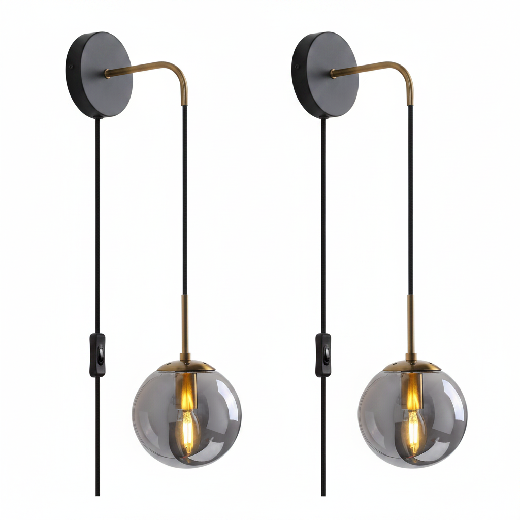 Smoke Grey Glass Wall Sconce 1