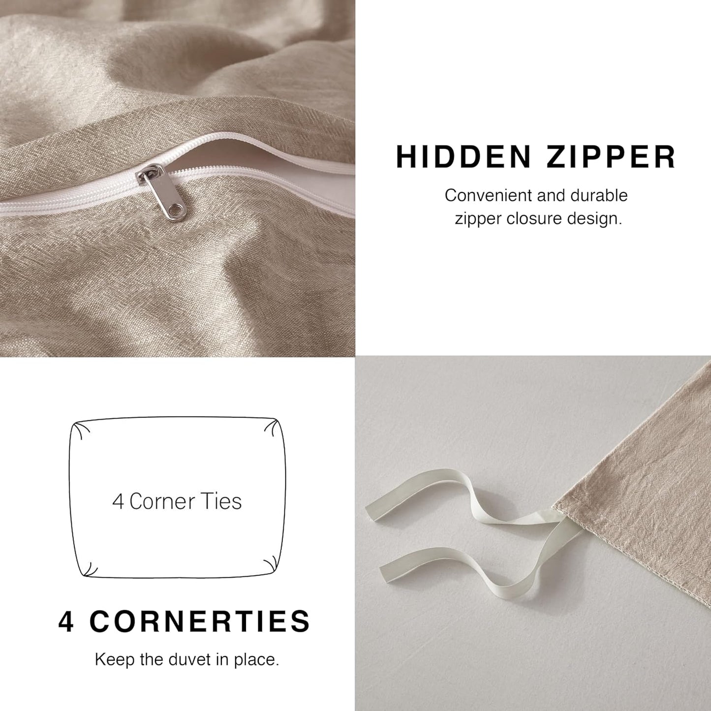 Stonewashed Texture Khaki Duvet Cover Set