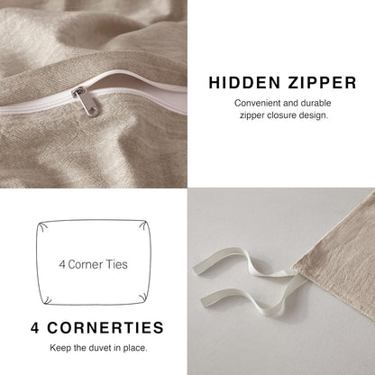 Stonewashed Texture Khaki Duvet Cover Set
